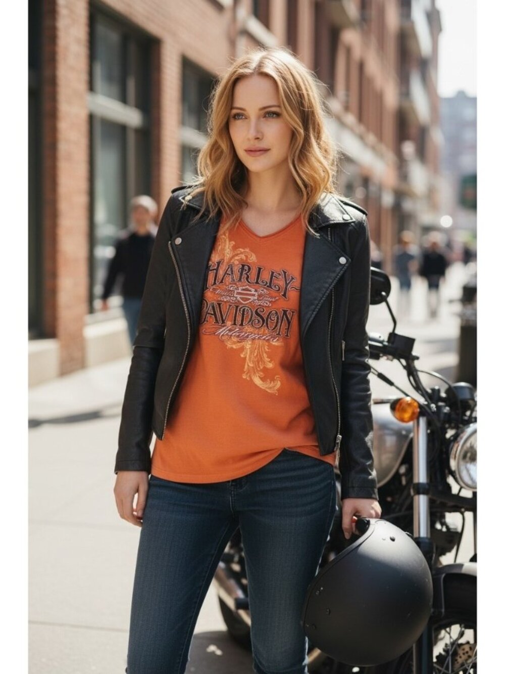 Harley-Davidson Mad Boar Texas Orange Graphic T-Shirt Women’s XL V-Neck